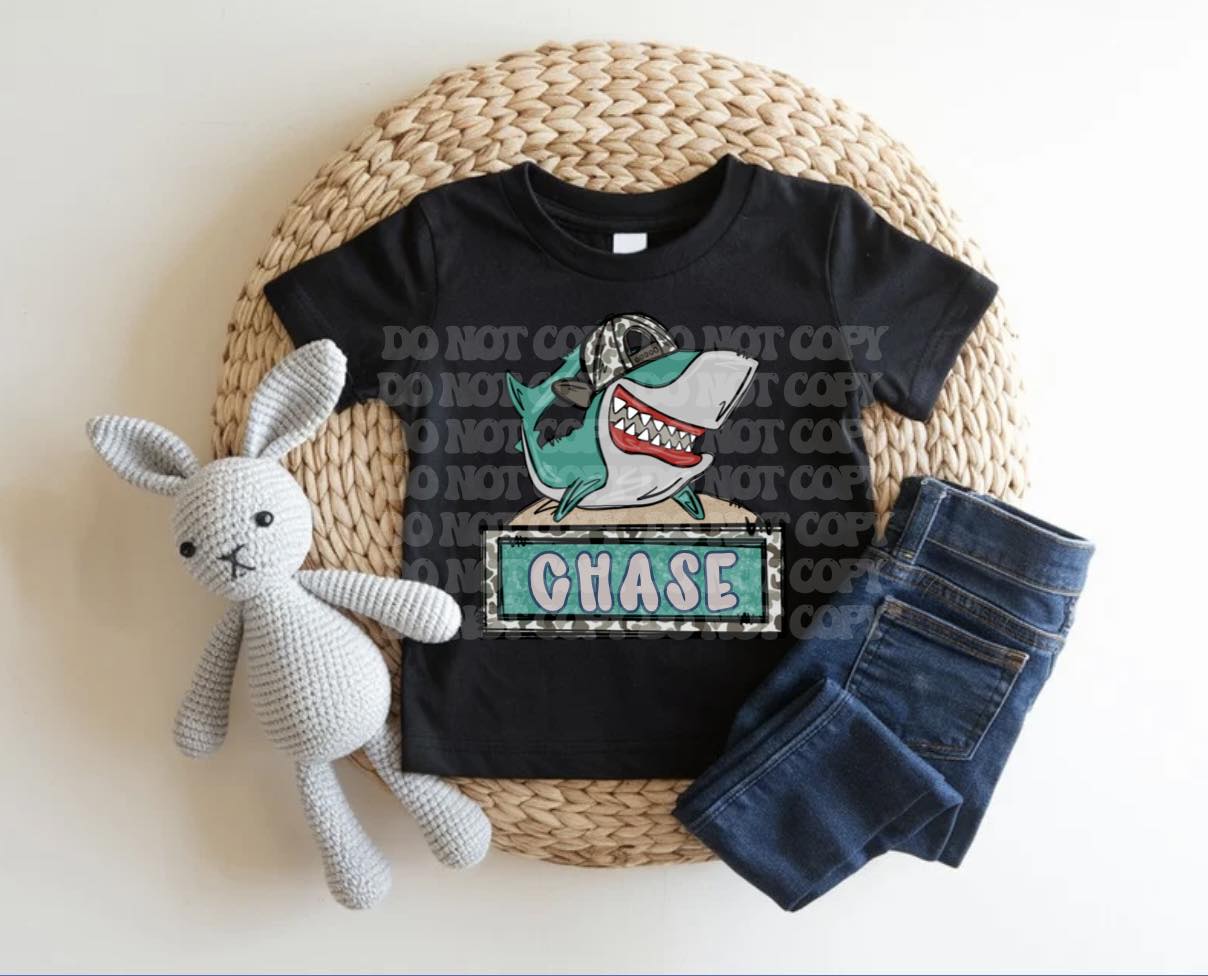 Shark With Backwards Hat Custom Boy Tee