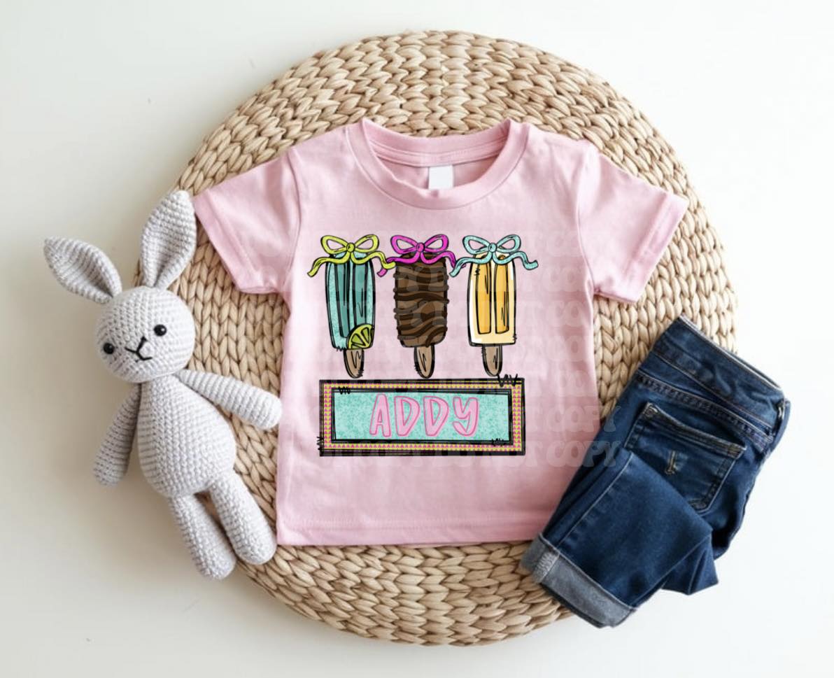 Popsicle With Bows Girl Custom Tee