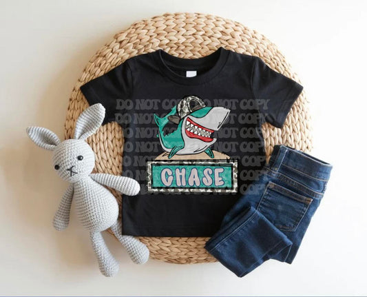 Shark With Backwards Hat Custom Boy Tee