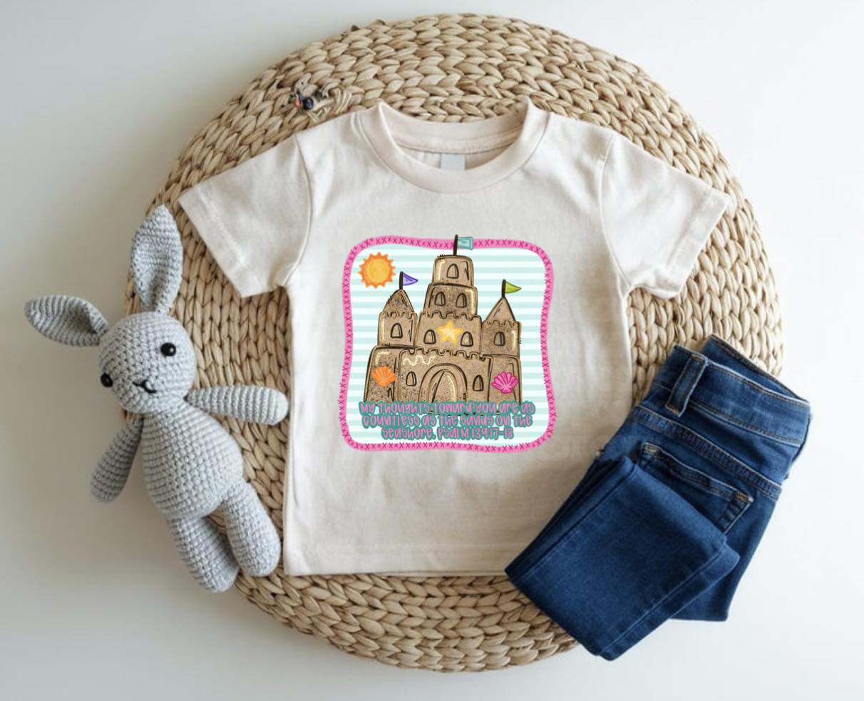 Sand Castle Bible Verse Girl Custom Tee