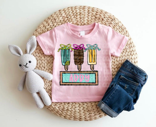 Popsicle With Bows Girl Custom Tee