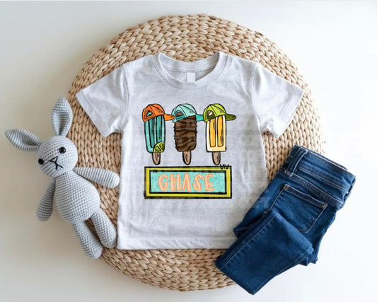 Popsicle Backward Hat Boy Custom Tee